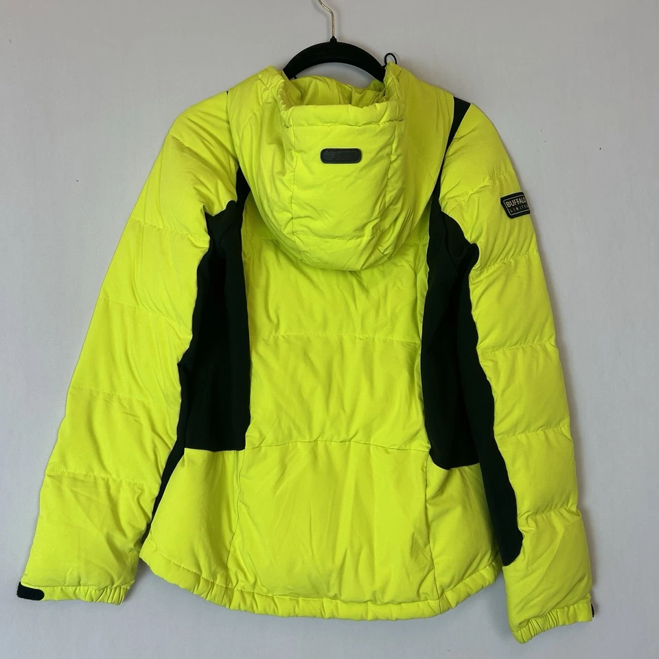 Chaqueta de esquí fluorescente Buffalo KOD para mujer pequeña amarilla negra cremallera completa con capucha Foto 2 de 4