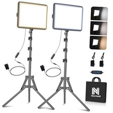 2-Pack Photography Lighting Kit, 25W LED Video Light 22W-2 Packs AC Adapter 