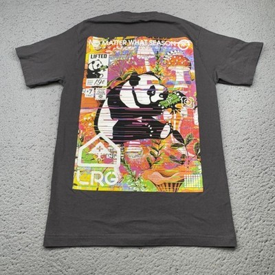 LRG Shirt Mens Small Gray Panda Graphic Back Print Tagless Cotton Crewneck