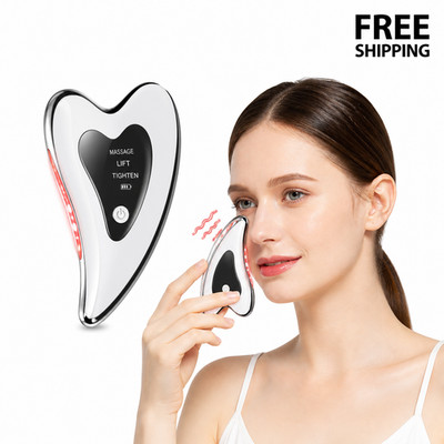 Electric Gua Sha Facial Tool Heat Vibration LED Face Massager
