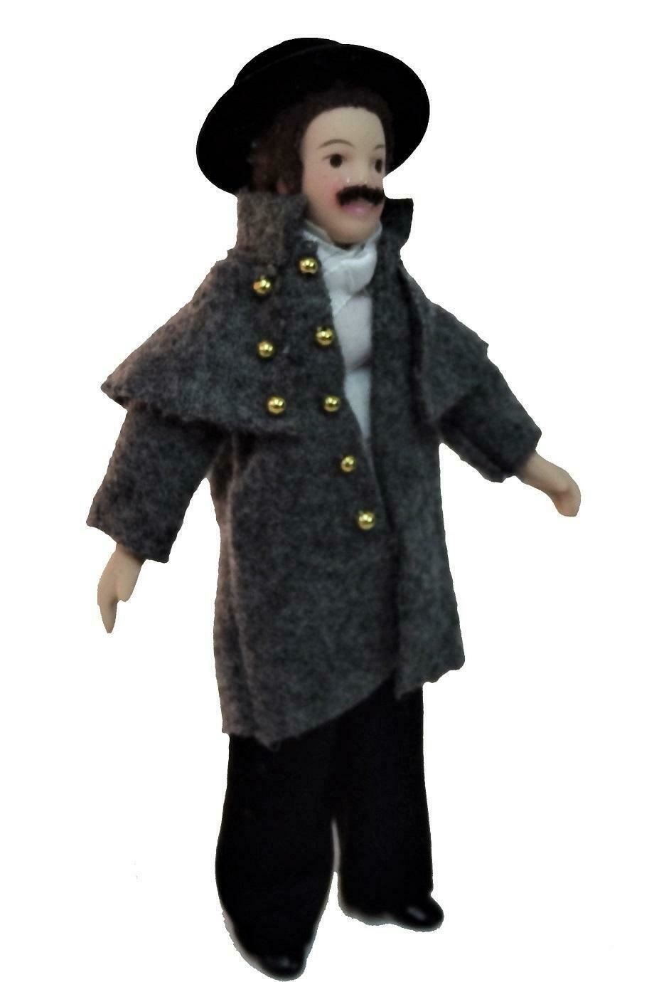Dolls House Victorian Gentleman in Coat Miniature Porcelain People