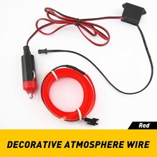 Red Led Auto Car Interior Decor Atmosphere Wire Strip Light Lamp Accessories 12v