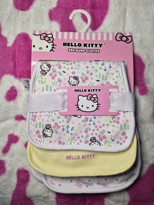 Baby Girl Hello Kitty 3-Pack Burp Cloth Set - New, See description