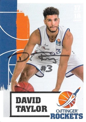 David Taylor. Oettinger Rockets. 2017/18. Original signierte Autogrammkarte. - Bild 1 von 2