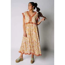 Milania Maxi Dress Free People Floral Boho Size Medium EUC (no slip) 