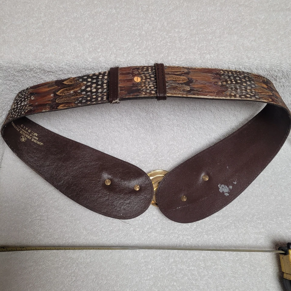 Peacock Feather Belt 32" Long Vintage Genuine Boho Peasant Renaissance Hippie - Image 2 of 4