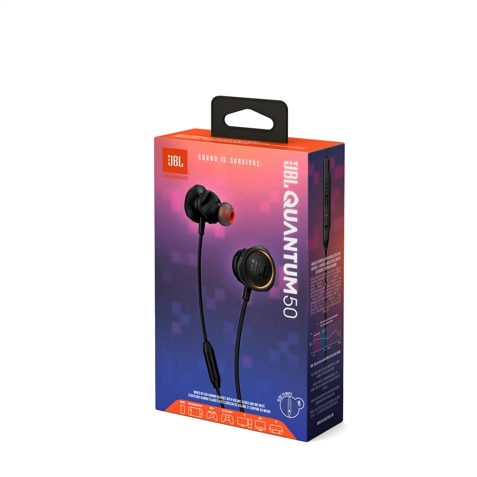 JBL Quantum 50, Auriculares para juegos intrauditivos con cable con control deslizante de volumen y silenciador de micrófono Foto 3 de 4