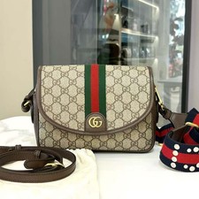 GUCCI Ophidia crossbody Bag Monogram Canvas Web Studded Ophidia 100 authentic