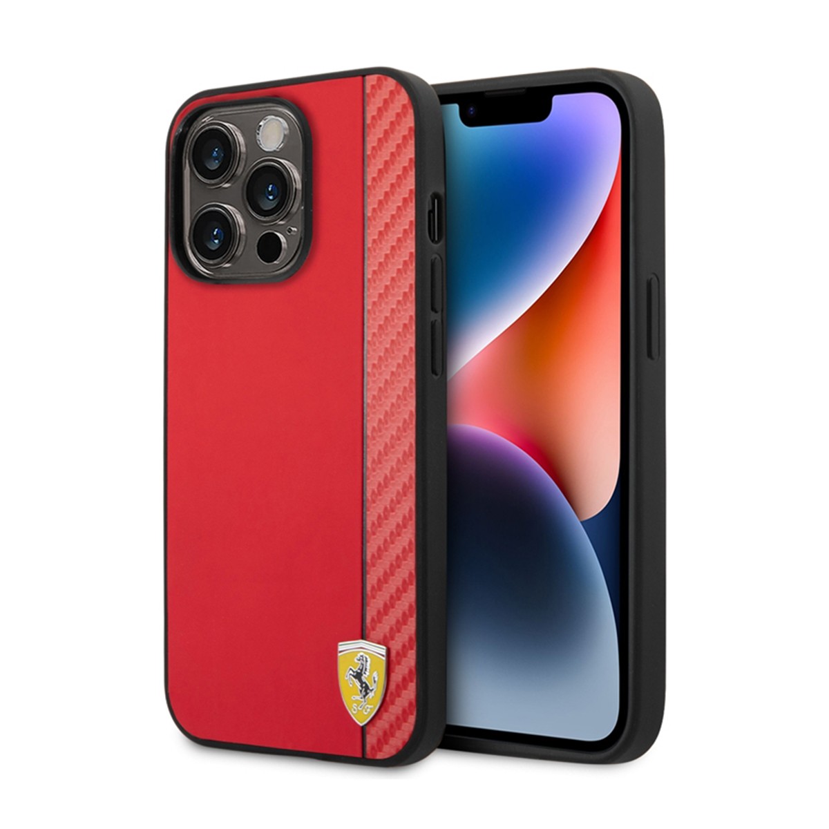 Coque carbone iPhone 14 Pro Ferrari rouge pour le bureau et les sorties
