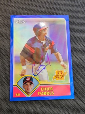 2003 Topps Chrome Refractor EIDER TORRES Indians In-Person Signed AUTO Autograph