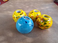 Yellow Green Orange Blue Speckled Ceramic Beads Macrame Craft Projects Lot of 4