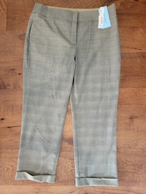 Nwt MSRP $119 Antonio Melani Brown Khaki Dress Pants Trousers Plaid Colin Sz 12