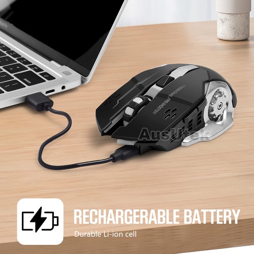 LED Wired / Wireless Rechargeable USB Optical Ergonomic Gaming Mouse Laptop PC - Picture 14 of 16