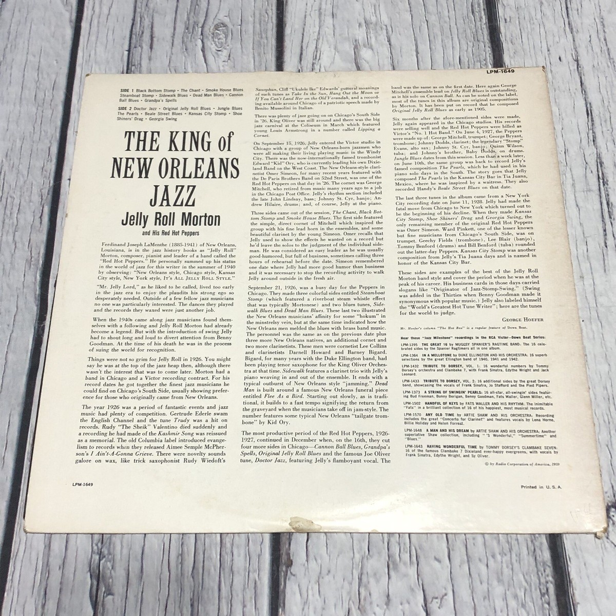 JELLY ROLL MORTON King Of New Orleans Jazz RCA VICTOR LPM 1649