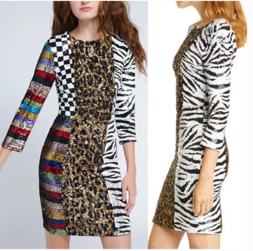 Alice And Olivia Jae Multi Sequin Patchwork Keyho… - image 3