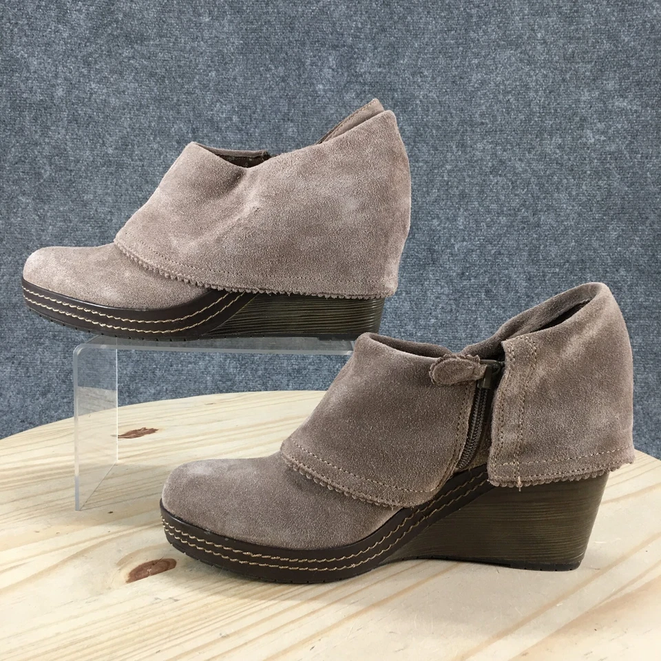 Dr. Scholls 靴子女式 11 M 平衡踝靴棕色皮革楔形高跟鞋 — 第 2/4 张图片