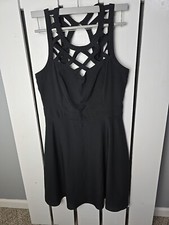Guess Sleeveless Strappy Fit & Flare Sweetheart Neckline Cut Out Dress Black 10