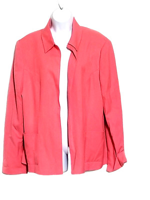 Sag Harbor Vintage Womens 18 Blazer Open Jacket Career Coral Pink Lined NEW