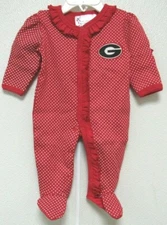 NCAA Georgia Bulldogs Red & White Pin Dot Footed Creeper Two Feet Ahead #260