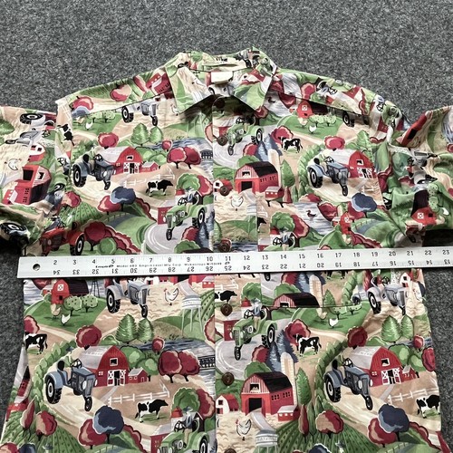 Vintage Smith Hawken Shirt Mens Size Medium Barn Farm Cow Tractor Graphic Print - Picture 7 of 11