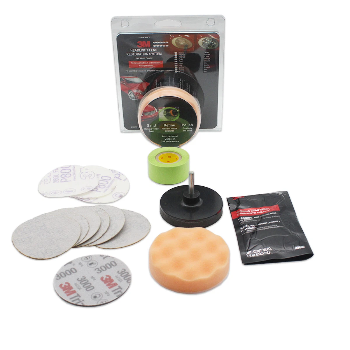 3M Headlight Restoration Kit - Polish your headlamps or lens with a drill -  UK