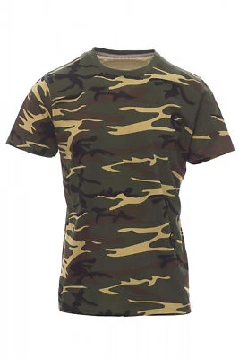 Jungen Kinder T-Shirt Grün Camouflage Army Flecktarn Outdoor Baumwolle Kurzarm - Bild 1 von 4