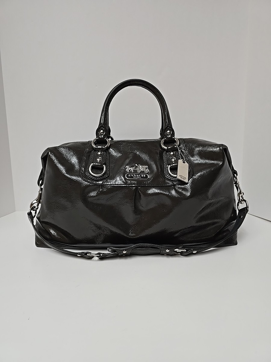 バッグ COACH Madison Patent leather bag 2way Coach Large Madison Sabrina Gray Patent Leather Satchel Bag