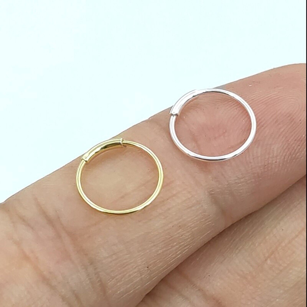 2pcs Sterling Silver Nose Ring 8, 9mm 22g Solid 925 Sterling