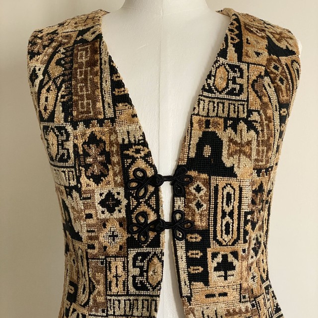 Vtg Womens Vest Southwest Aztec Boho Tapestry Vest Brocade Sz S eBay