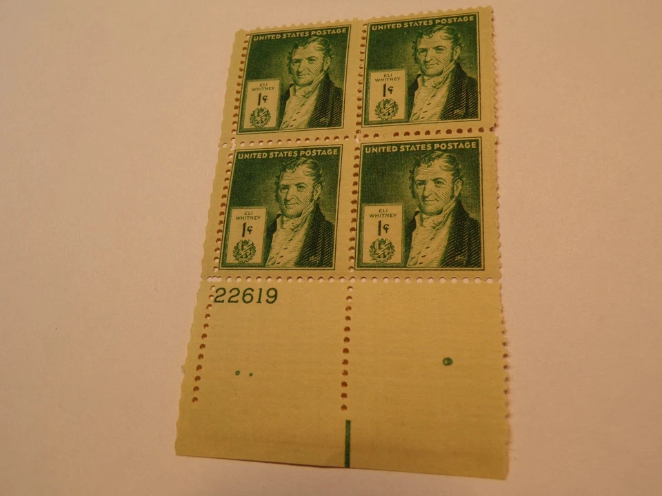 1940 1 ¢ Famous Americans U.S Stamp Eli Whitney, Inventor. Block of 4 MNH (3850) - Image 2 of 4