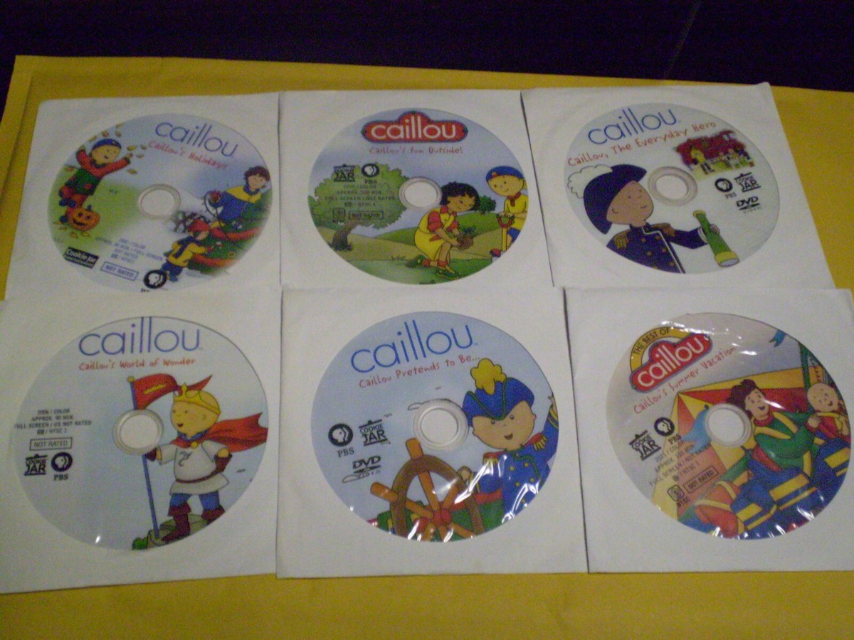 8) PBS Kids Caillou DVD Lot: Summer Vacation Winter Wonders