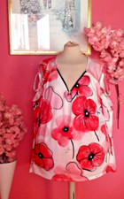 WOMEN PLUS SIZE COLD SHOULDER V NECK POPPY PATTERN MINI DRESS ( SIZE XXL )