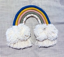 Macrame Rainbow Wall Hanging, Tassel Boho Woven Rainbow Decor