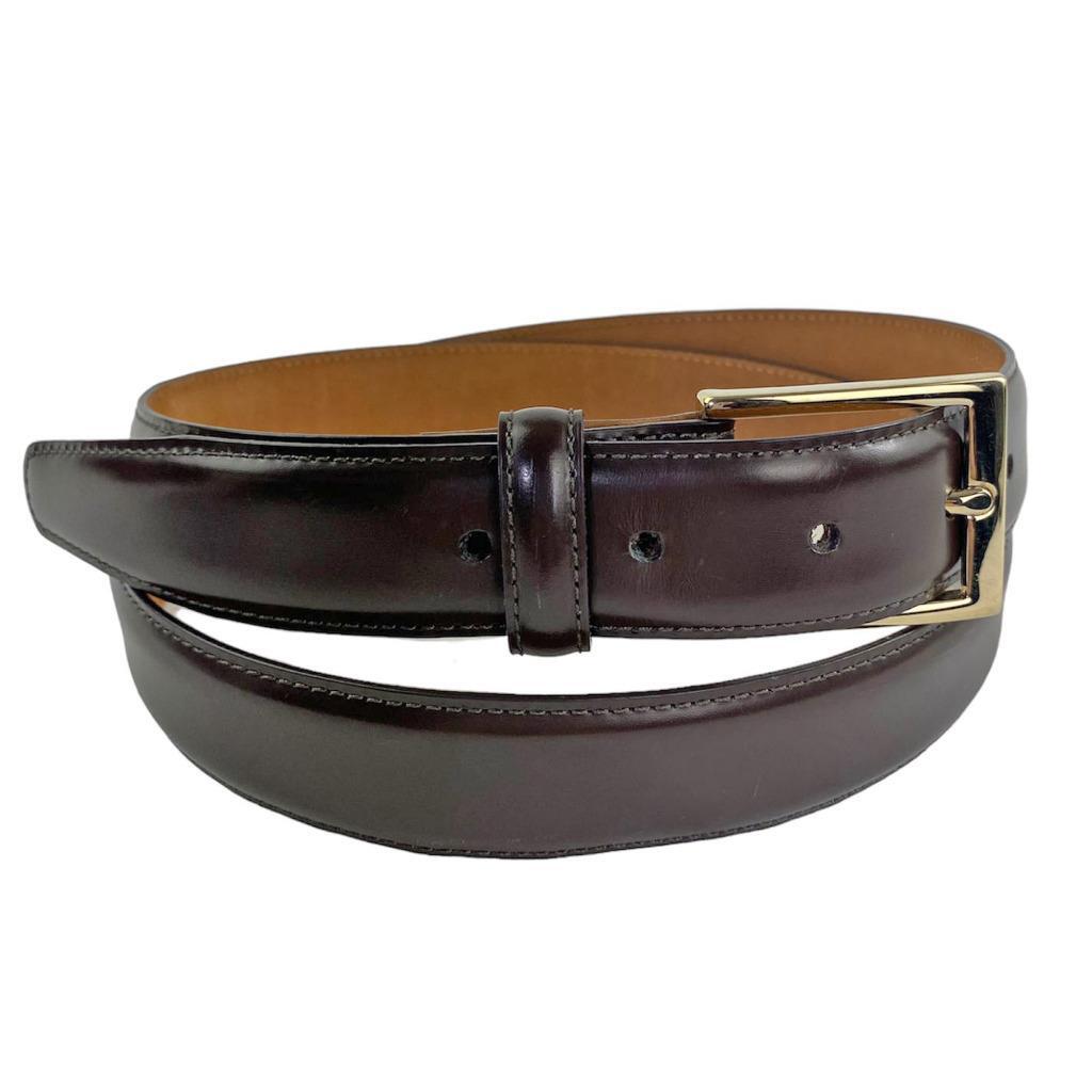 BROOKS BROTHERS Belt Dark Brown Lacquer Leather Sz. 42 Made in