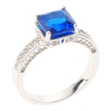 Silver Tone Copper Metal Rhodium Plated Ring With Cubic Zirconia JWZ1444-SBU6