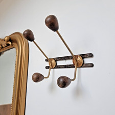 Ancien Portemanteau en Bois et Métal - Vintage Années 60, industrielle