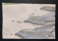 Watercolor painting of air force one planes on paper, 6x9in.