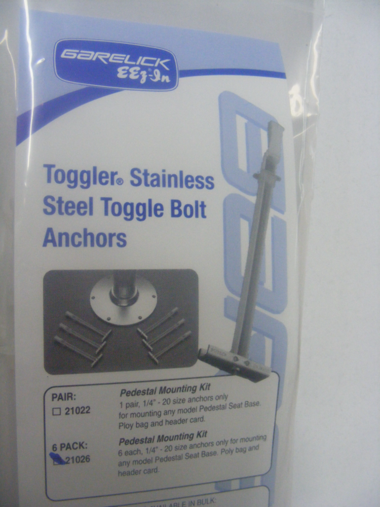 6PACK Garelick 21026 Toggle Bolt Anchor Stainless Steel Boat Cabin Base