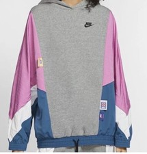 Nike Color Block Gray Pink Blue Hoodie Size XS Oversized Windbreaker