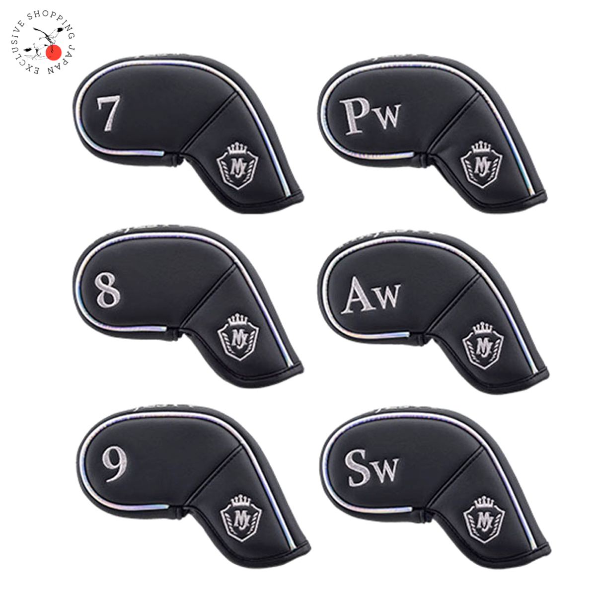 Majesty Golf Iron Ultra Smooth Headcover Set 7/8/9/P/A/S Black 