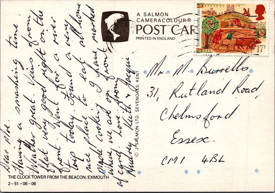 Postcard Exmouth Water Sky Rectangle Tree Boat Natural landscape Line