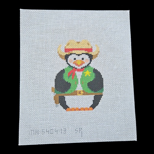 MOUNTAIN HEIR FOR SUSAN ROBERTS NEEDLEPOINT CANVAS: COWBOY PENGUIN GG - Picture 2 of 2