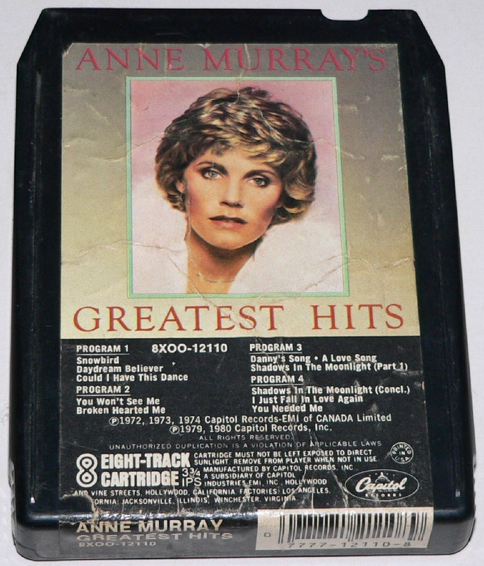 8-track/stereo 8 tape: "Anne Murray's Greatest Hits", Capitol,  8X00-12110, 1980