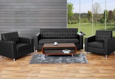 3-1-1 Sofagarnitur Kunda, Couch Loungesofa Kunstleder, Metall-Füße