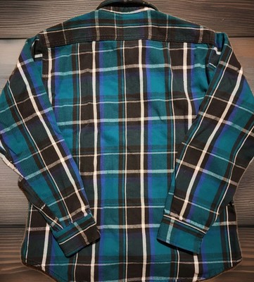 VINTAGE Five Brother 100% Cotton Flannel Shirt Size L Plaid Heavy