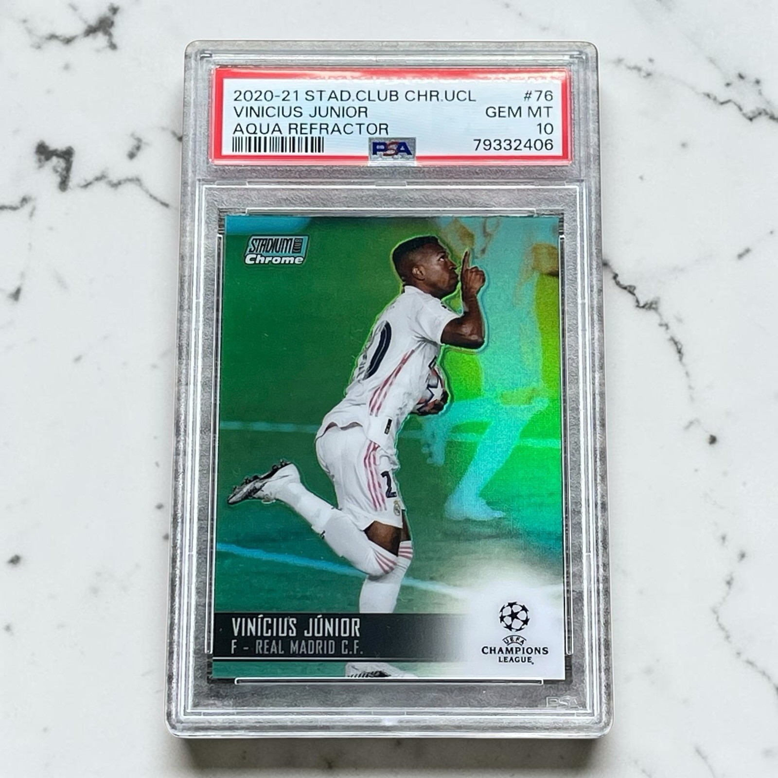 2020 Topps Stadium Club Chrome UCL Vinicius Jr.  #76 Aqua Refractor #/199 PSA 10