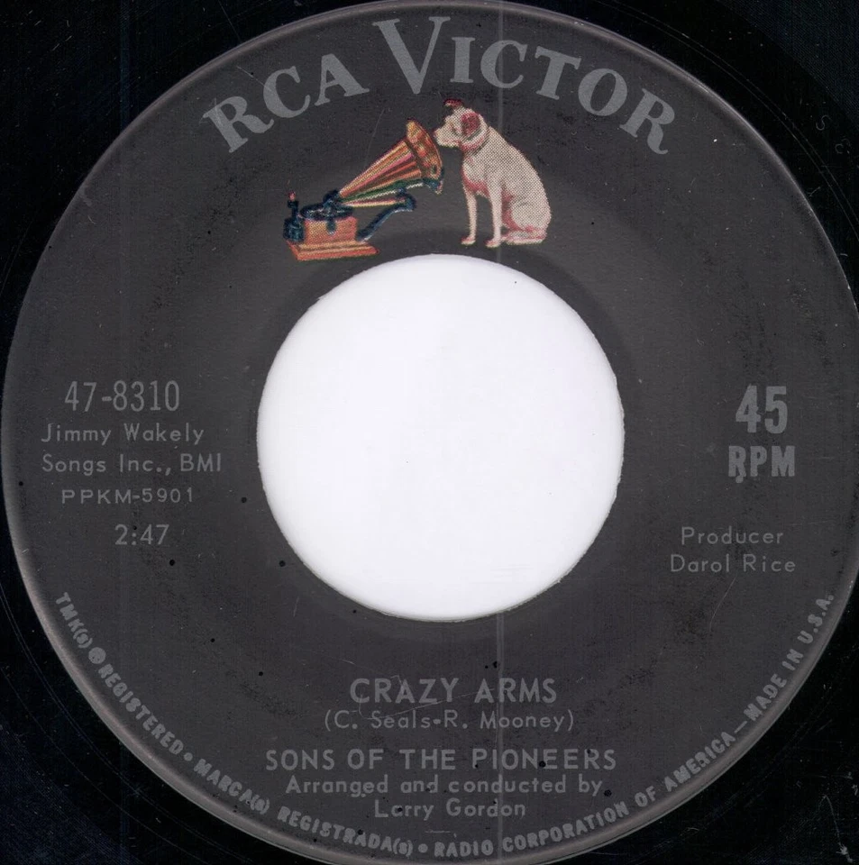 Sons of the Pioneers Cattle Call Rondolet / Crazy Arms 7" vinyl USA Rca Victor - Image 2 of 2