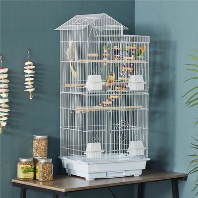 39'' Metal Parrot Cage Bird Cage Small Birds White