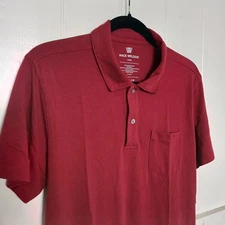 Mack Weldon Vesper Pocket Polo Mens Medium Maroon Red Cotton Blend Stretch SS