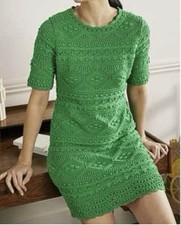 Boden Claudia emerald green crocheted sweater dress size 10US/14UK